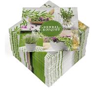 HEKU Lot de 100 serviettes en papier triple épaisseur, 33 x 33 cm, herbes I Absorbantes et pratiques I Idéal pour les occasions spéciales