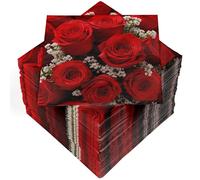 HEKU Lot de 100 serviettes en papier triple épaisseur, 33 x 33 cm, roses rouges I Absorbantes et pratiques I Large choix I Idéal pour les occasions spéciales