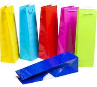 HEKU Lot de 12 sacs à bouteilles multicolores brillants au design uni I 6 couleurs (jaune, turquoise, rouge, rose, vert clair, bleu foncé), 33 x 10 x 9 cm I Idéal pour le vin et les spiritueux I