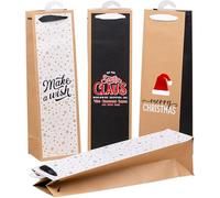 HEKU Lot de 24 sacs à bouteilles de Noël avec finition Hotfoil et gaufrage I 4 motifs de Noël tendance I Papier de qualité supérieure I Taille polyvalente pour vin et spiritueux 40 x 10 x 12 cm