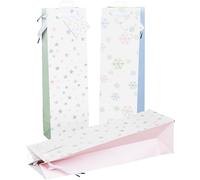 HEKU Lot de 24 sacs à bouteilles de Noël avec finition pailletée I Motif pastel d'hiver en 3 couleurs I Papier de qualité supérieure I Taille polyvalente pour vin et spiritueux 40 x 10 x 12 cm
