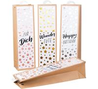 HEKU Lot de 4 sacs à bouteilles de qualité supérieure « Nature Trend 2 » avec finition à chaud - 40 x 12 x 10 cm - Avec dictons adorables - Idéal pour le vin et les spiritueux - Respectueux de