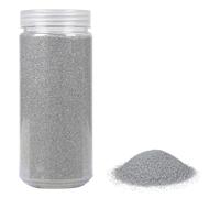 HEKU Sable décoratif argenté de qualité supérieure (environ 750 g) - Grain fin (0,1-0,5 mm) - Boîte refermable - Polyvalent pour la décoration et les travaux manuels - Argenté