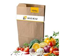 HEKU Sacs Poubelle en Papier 100 unités 10 L - Sacs Papier Kraft Écologique Résistants à l'Humidité - Sacs Biodégradables et Compostables pour la Cuisine et Déchets