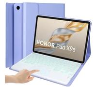 HEKUEUN Coque Clavier pour Honor Pad X9a / Pad X9 Pro 11,5 Pouces 2025, Rétroéclairage 7 Couleurs Pavé Tactile Intelligent, AZERTY Français Clavier Bluetooth, Étui Ultra-Fin avec Souris,Violet