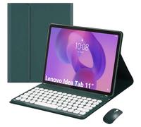 HEKUEUN Coque Clavier pour Lenovo Idea Tab 11 Pouces Modèles 2025 (TB-336ZU/TB-336FU), AZERTY Français Clavier Bluetooth Magnétique Détachable, Étui Folio Ultra-Fin avec Souris,Vert