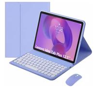 HEKUEUN Coque Clavier pour Lenovo Idea Tab Plus 12,1 Pouces/Tab K12 2025 Modèle (TB361ZU/TB361FU), Étui Folio Ultra-Fin avec AZERTY Français Clavier Magnétique Détachable Et Souris,Violet