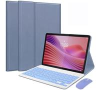 HEKUEUN Coque Clavier pour Lenovo Tab 10,1 Pouces 2025 (TB-311FU/TB-311XU), AZERTY Français Clavier Bluetooth sans Fil Détachable, Étui Folio Multi-Angles Ultra-Fin avec Souris,Violet