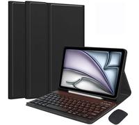 HEKUEUN Étui Clavier pour iPad 10e Génération 10,9 Pouces 2022 avec Clavier Bluetooth sans Fil Magnétique Détachable avec Souris, Étui Clavier Ultra-Mince avec Support Folio Et Porte-Stylo,Noir