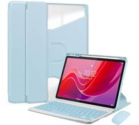 HEKUEUN Étui Clavier pour Lenovo Tab M11 11 Pouces 2024 Modèle (TB330FU/TB330XU), Clavier Bluetooth sans Fil Détachable, Étui Support Rotatif À 360° Ultra-Mince avec Porte-Stylo Et Souris,Sky Blue
