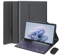 HEKUEUN Étui Clavier pour Microsoft Surface Pro 8 13 Pouces 2021 Tablette, Clavier Bluetooth Magnétique Détachable Rétroéclairé 7 Couleurs, Étui Folio Multi-Angle Ultra-Mince avec Souris
