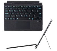 HEKUEUN Type Cover pour Microsoft Surface Pro 11 / Pro 10 / Pro 9 / Pro 8 / Pro X, Clavier Tactile Rétroéclairé 7 Couleurs, Clavier Portable Ultra-Mince Détachable (avec Porte-Stylo),Noir