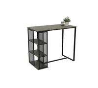 Hela Klara Table de bistrot avec étagère en métal, décor à Chevrons Gris, 120 x 60 x 103 cm