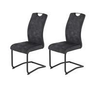 Hela Riga Lot de 2 chaises de Salle à Manger - Housse en mélange de matériaux Anthracite - Dossier avec poignée - Ergonomique - Charge maximale : 120 kg