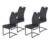 Hela Riga Lot de 4 chaises de Salle à Manger - Housse en mélange de matériaux Anthracite - Dossier avec poignée - Ergonomique - Charge maximale : 120 kg