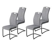 Hela Riga Lot de 4 chaises de Salle à Manger - Housse en mélange de matériaux Gris Clair - Dossier avec poignée - Ergonomiques - Charge maximale : 120 kg