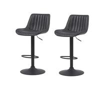 Hela Sabine Lot de 2 tabourets de Bar en Microfibre Anthracite avec Dossier rembourré, pivotant à 360 °, Hauteur réglable avec Levage