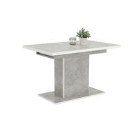 Hela Tische, Alice Table À Piètement En Colonne Pour Salle À Manger, Matériau Dérivé Du Bois Avec Revêtement En Mélamine, Décor D’aspect Béton, Extensible 120-160 x 80 x 76 cm