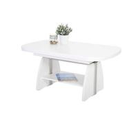 Hela Tische, Couchtisch Colin, funktional, Holzwerkstoff mit Melaminbeschichtung, Dekor weiß, Ablagefach, ausziehbar Von 107 BIS 156 cm, höhenverstellbar Von 53 BIS 69 cm