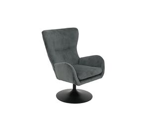 Hela Tische, Fauteuil Lounge Samos, Housse en Velours côtelé, Dossier Haut, Cadre Trompette pivotant à 360°, 70 x 81 x 96 cm