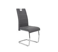 Hela Tische, Flora Lot de 1 Chaise Cantilever en Cuir Synthétique Gris, Piétement en Tube Rond Chromé, Dossier avec Poignée, Charge Maximale 120 kg