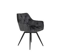 Hela Tische Florentina Lot De 1 Fauteuil De Cuisine Et De Salle À Manger, Revêtement Vintage Anthracite, Accoudoirs, Pied Métallique Noir Pivotant À 360°
