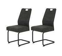 Hela Tische, Kerstin Lot de 2 Chaises Cantilever, Largeur XL, Microfibre Anthracite, Piètement Carré Noir, Assise Confortable à Ressorts, Capacité de Charge 140 kg