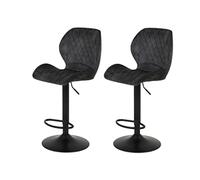 Hela Tische, Laila Lot de 2 Tabourets de Bar et de Bistrot, Microfibre Anthracite, Pied Trompette en Métal avec Hauteur Réglable, Pivotant à 360°