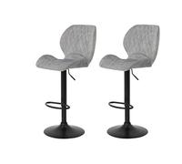 Hela Tische, Laila Lot de 2 Tabourets de Bar et de Bistrot, Microfibre Grise, Pied Trompette en Métal Réglable en Hauteur, Pivotant à 360°