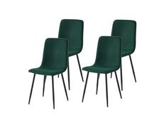 Hela Tische, Leipzig - Lot de 4 chaises de Salle à Manger - Housse en Velours Aspect Velours côtelé Vert - Pieds Ronds en métal - Charge maximale : 120 kg