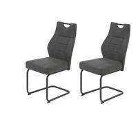 Hela Tische, Linda Lot de 2 Chaises Cantilever pour Salle à Manger, Anthracite Vintage, Piètement en Tube Rond Gris, Assise Confortable à Ressorts, Capacité de Charge 140 kg