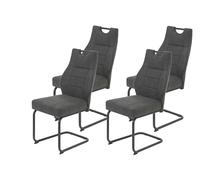 Hela Tische Linda Lot de 4 Chaises Cantilever pour Salle À Manger, Anthracite Vintage, Piètement en Tube Rond Gris, Assise Confortable À Ressorts, Capacité De Charge 140 kg