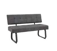 Hela Tische, Luise Banc avec Dossier, Microfibre Anthracite, piètement en Patins métalliques Anthracite, Assise Confortable avec Panier à Ressorts, 140 x 64 x 90 cm