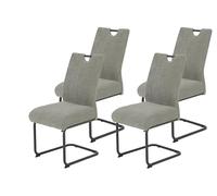 Hela Tische, Merkur 4 Chaises De Salle À Manger, Revêtement en Velours Côtelé Gris, Assise Confortable avec Panier À Ressorts, Largeur D'assise XL, Capacité De Charge 140 kg, Piètement en Métal