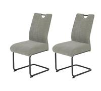 Hela Tische Merkur Lot De 2 Chaises De Salle À Manger, Housse en Velours Côtelé Gris, Assise Confortable avec Panier À Ressorts, Largeur D'assise XL, Capacité De Charge 140 kg, Piètement en Métal