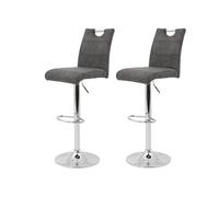 Hela Tische, Miranda Lot de 2 Tabourets de Bar et de Bistrot, Microfibre Anthracite, Pied Trompette Réglable en Hauteur et Pivotant à 360°, Hauteur d'Assise de 60 à 82 cm