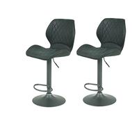 Hela Tische, Sonja Lot de 2 Tabourets de Bar et de Bistrot, Revêtement Anthracite Vintage, Pied Métallique Gris, Hauteur Réglable avec Vérin à Gaz, Pivotant à 360°