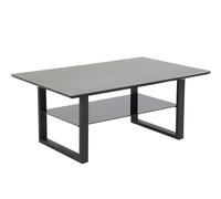 Hela Tische, Table Basse Arne, avec Plateau en Verre de 8 mm, Aspect céramique, Structure en Forme de Patin, 105 x 70 cm