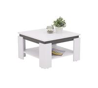Hela Tische, Table Basse Tim, carrée en matériau dérivé du Bois avec revêtement mélaminé, Bord de Table de Couleur contrastée, Blanche/Anthracite, 68 x 68 x 41 cm