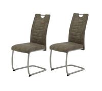 Hela Tische, Ulla Lot De 2 Chaises De Salle À Manger, Revêtement en Microfibre Limon D’Aspect Vintage, Piètement en Tube Rond en Acier Inoxydable (Véritable)