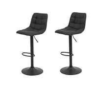 Hela Tische, Yvonne Lot de 2 Tabourets de Bar et de Bistrot, Microfibre Anthracite, Pied Trompette Gris, Hauteur Réglable avec Vérin à Gaz, Pivotant à 360°