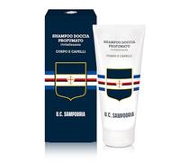 Helan Sampdoria - Shampoing et gel douche 2 en 1 pour hommes et femmes, enrichi en vitamine C antioxydante, gel douche doux pour le corps et les cheveux, 97% d'origine naturelle, cadeau et gadget sur