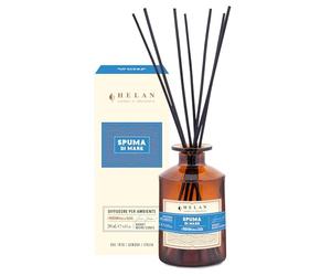 Helan Spuma di Mare - Rafraîchisseur d'air, parfum d'ambiance avec sel de mer et notes de géranium, bâtonnets diffuseurs - Idées cadeaux désodorisants et parfums d'ambiance, 200ml, Made in Italy