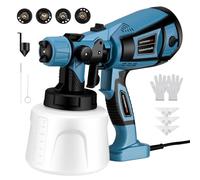 Helangel Pulvérisateur de peinture électrique 800 W avec récipient de 1400 ml, pulvérisateur de peinture de clôture avec 3 modes de pulvérisation et 4 buses en cuivre pour murs, clôtures, bois et