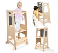 Helangel Tour d'observation Montessori, Tour d'apprentissage Montessori pour Enfants,Tour d'apprentissage avec étagères Ajustables pour Enfants Montessori Learning Natural Wood Kitchen Helper Safety