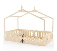 Helangel Treviolo Lit pour enfant 90 x 200 cm en bois de pin avec protection contre les chutes Blanc avec sommier à lattes