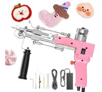 Helangel Tufting Gun 2 en 1,Pistolet Tufting 5-40 Étapes/S Pistolet à Touffeter électrique 7-21 mm Réglable Machine à Tricoter Les Tapis pour Christmas l'Artisanat Tapis Vêtements Rose