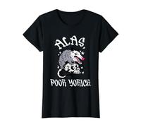Hélas, Poor Yorick Possum & Skull William Shakespeare Hamlet T-Shirt Graphique avec Valeur, Femme, Noir, M