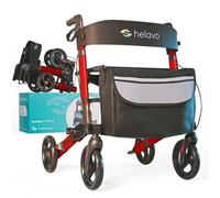 Helavo déambulateur 4 roues pliable léger pour adulte - rollator aluminium avec siège et dossier confort, freins sûrs, panier, hauteur réglable - senior aide autonomie