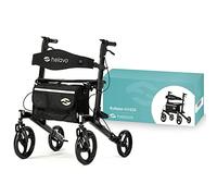 Helavo Déambulateur Pliable à Roues avec Siège - Deambulateur en Aluminium Réglable Individuellement - Parfait pour l'Appartement et l'Extérieur